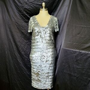 St. John Couture Silk & Sequins Dress